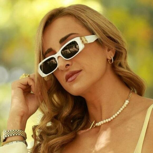 NEW Balenciaga  BB0096S 011 White Gold Logo Grey Square Unisex Sunglasses - Picture 1 of 14